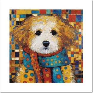 Gustav Klimt Style Dog with Colorful Scarf Posters and Art